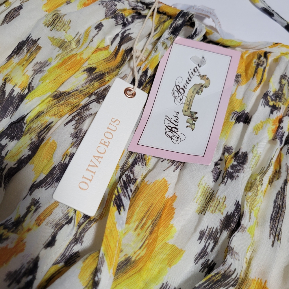 Long floral dress 100% rayon OLIVACEOUS talla L - Picture 8 of 10